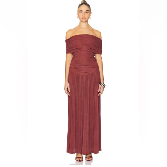 Lioness Field Of Dreams Dress Brick Red Burgundy knit maxi Revolve S - Picture 1 of 7
